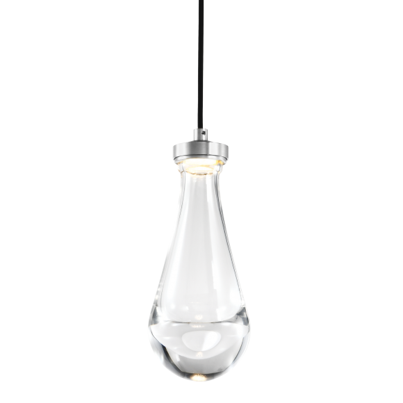Vaso LED 1-Light Heavy Clear Rain Drop Glass Polished Nickel Mini-Pendant