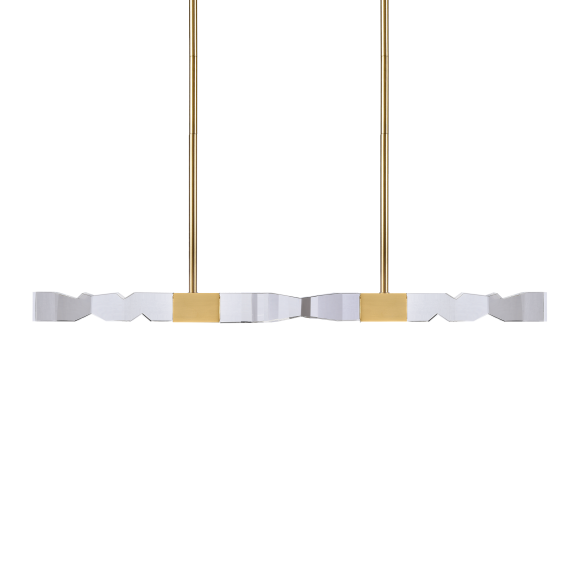 Mamadim LED 3CCT 4-Light 49" 2"x2" Carved Crystals Aged Brass Linear Pendant