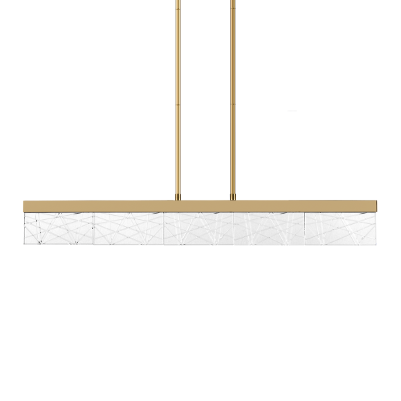 Lucus LED 43" Engraved Crystals Aged Brass Linear Pendant