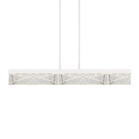 Lucus LED 43" Engraved Crystals Matte White Linear Pendant