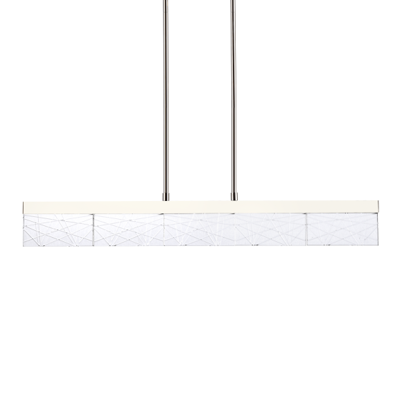 Lucus LED 43" Engraved Crystals Polished Nickel Linear Pendant