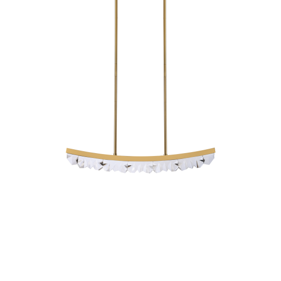 Arcus LED 32" Unique Curved Crystal Aged Brass Linear Pendant Light