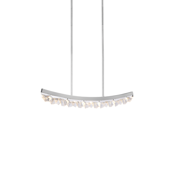 Arcus LED 32" Unique Curved Crystal Polished Nickel Linear Pendant Light