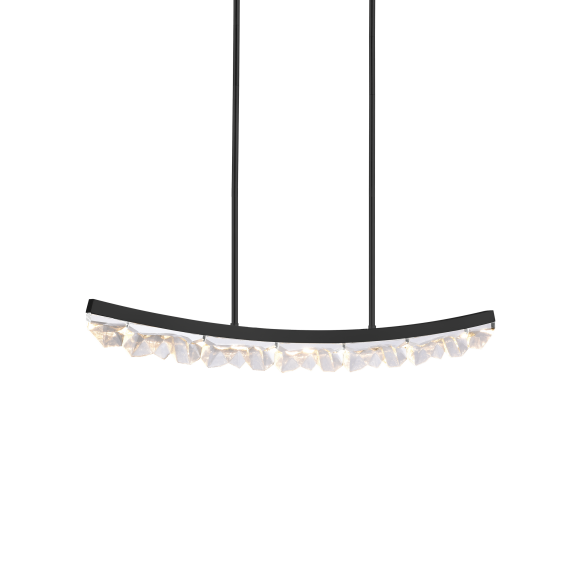 Arcus LED 48" Unique Curved Crystal Satin Brushed Black Linear Pendant Light