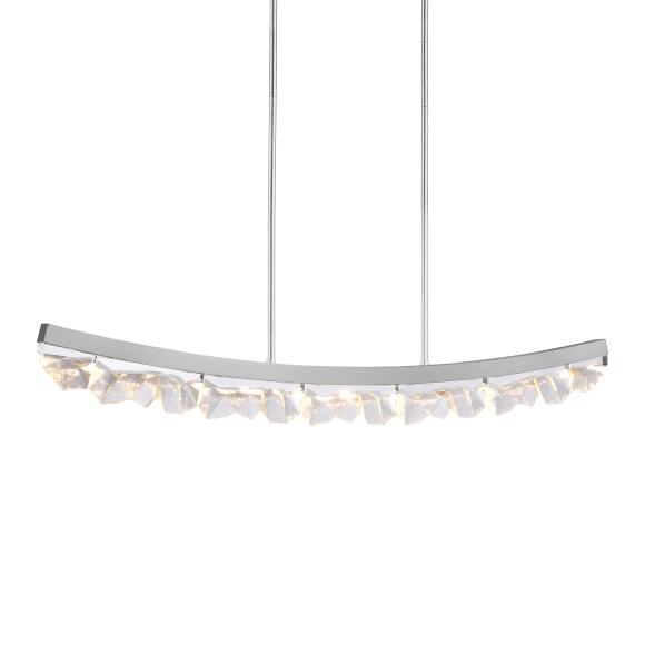 Arcus LED 57" Unique Curved Crystal Polished Nickel Linear Pendant Light