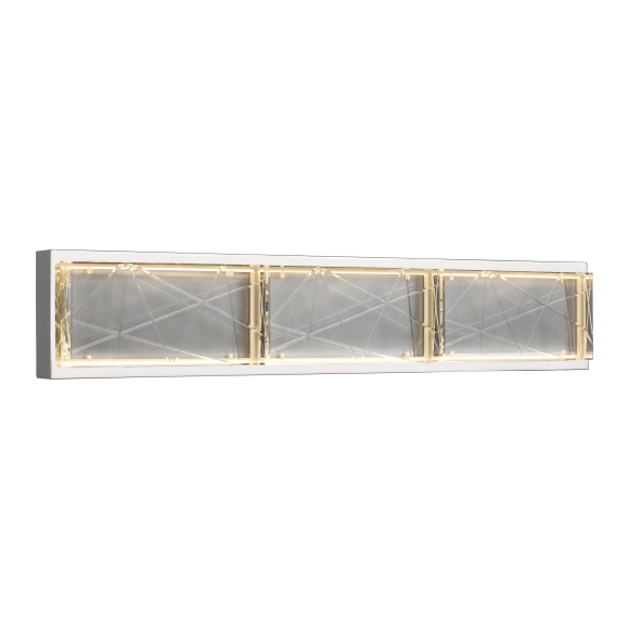 Lucus LED 27" Thick Engraved Crystals Polished Nickel Vanity Wall Sconce