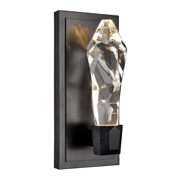 Angelus LED 3CCT 1-Light Crafted Crystal Satin Brushed Black Vertical Wall Sconce