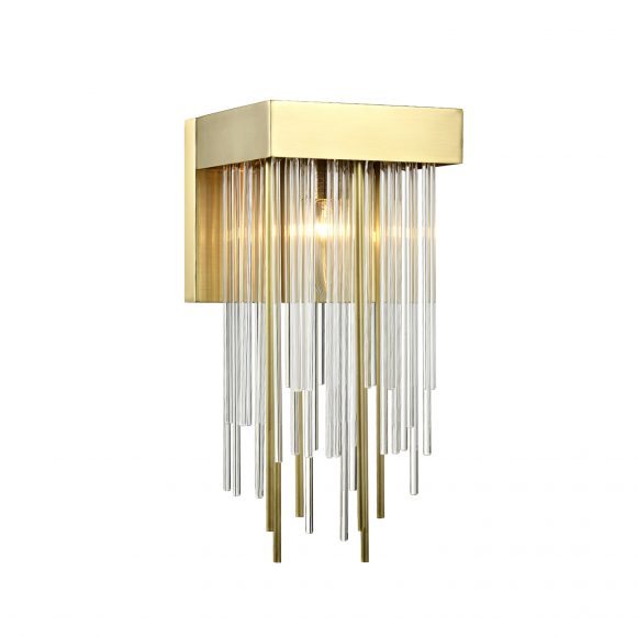Waterfall 1-Light Aged Brass Vertical Crystal Wall Sconce