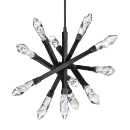 Angelus LED 3CCT 34", 13-Light Crafted Crystals Satin Brushed Black Sputnik Chandelier