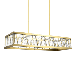 Lucus LED 48" Thick Engraved Crystals Aged Brass Rectangular Chandelier