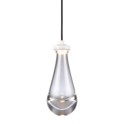 Vaso LED 1-Light Heavy Clear Rain Drop Glass Matte White Mini-Pendant
