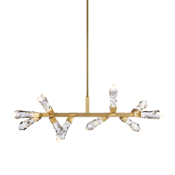 Angelus 31" LED 10-Light  Adjustable Crystal Aged Brass Linear Pendant