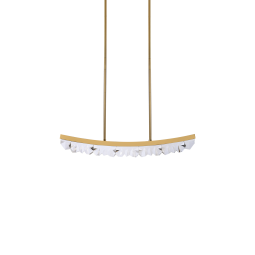 Arcus LED 32" Unique Curved Crystal Aged Brass Linear Pendant Light