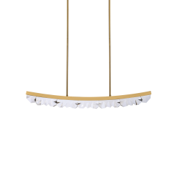 Arcus LED 48" Unique Curved Crystal Aged Brass Linear Pendant Light