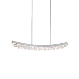Arcus LED 48" Unique Curved Crystal Polished Nickel Linear Pendant Light