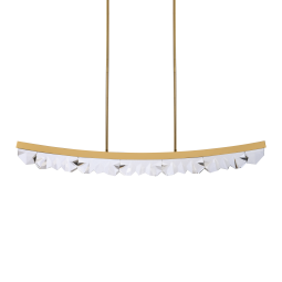 Arcus LED 57" Unique Curved Crystal Aged Brass Linear Pendant Light