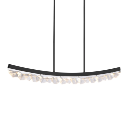 Arcus LED 57" Unique Curved Crystal Satin Brushed Black Linear Pendant Light