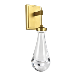 Vaso LED 1-Light Heavy Clear Rain Drop Glass Aged Brass Wall Sconce