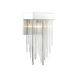 Waterfall 1-Light Polished Nickel Vertical Crystal Wall Sconce