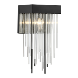 Waterfall 1-Light Satin Brushed Black Vertical Crystal Wall Sconce
