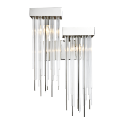 Waterfall 2-Light Cityscape Polished Nickel Left Hand Facing Crystal Wall Sconce